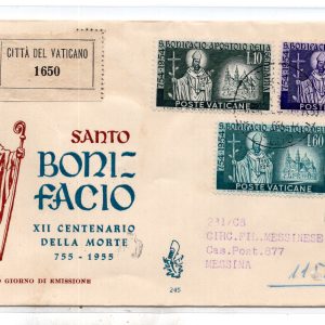 1955 S. Bonifacio n. 192/194 serie su FDC Venetia racc.