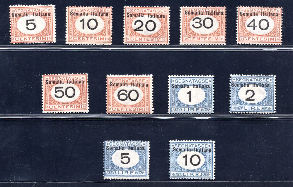 Somalia - Segnatasse n. 41/51 valore in moneta italiana - MNH