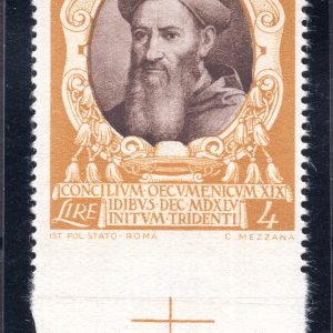 Concilio di Trento Lire 4 n. 119e non dentellato in basso - MNH