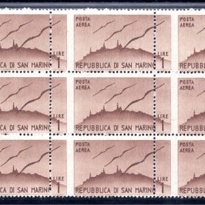 San Marino Posta Aerea 1 lira n. 52dca dentelltura spostata  - MNH