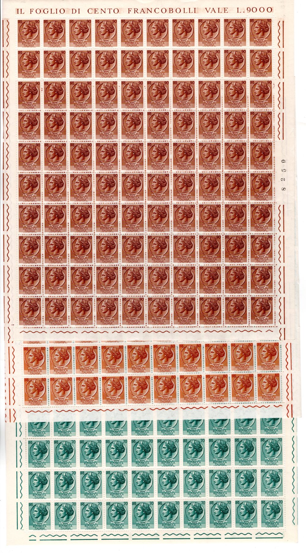 Siracusana stelle IV - Serie completa 15 valori in fogli di 100 - MNH