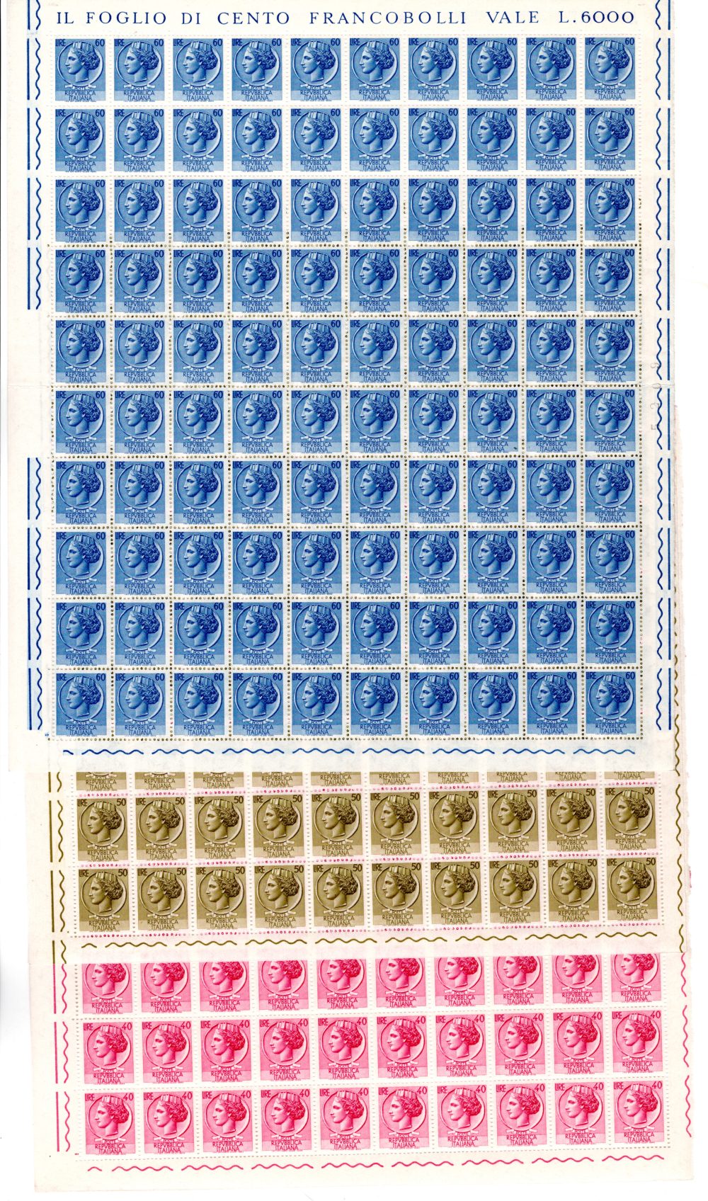 Siracusana stelle IV - Serie completa 15 valori in fogli di 100 - MNH