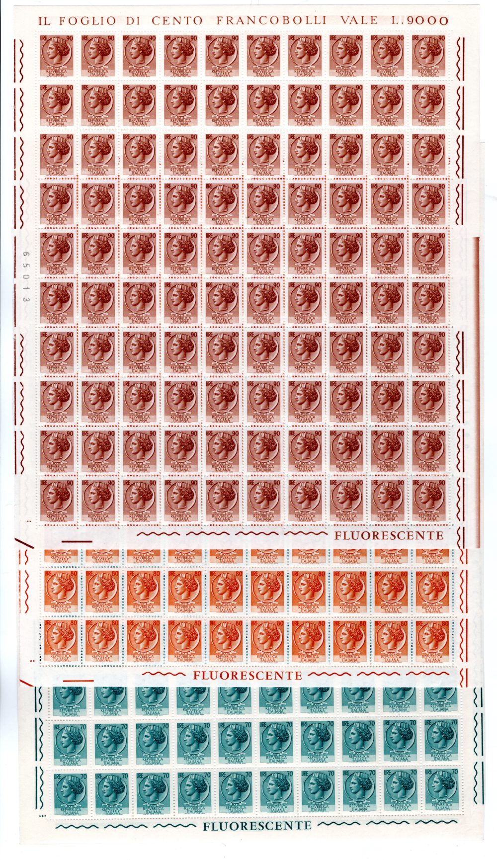 Siracusana "Fluorescente" gomma arabica  serie in fogli di 100 - MNH