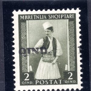 Albania Occ. Italiana 1 q. su 2 n. 37b soprastampa spostata - MH