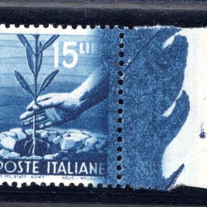 Democratica Lire 15 n. 560 con vistosa macchia di colore - MNH