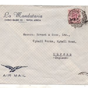 M.E.F. 6 p. isolato su busta via aerea da Tripoli