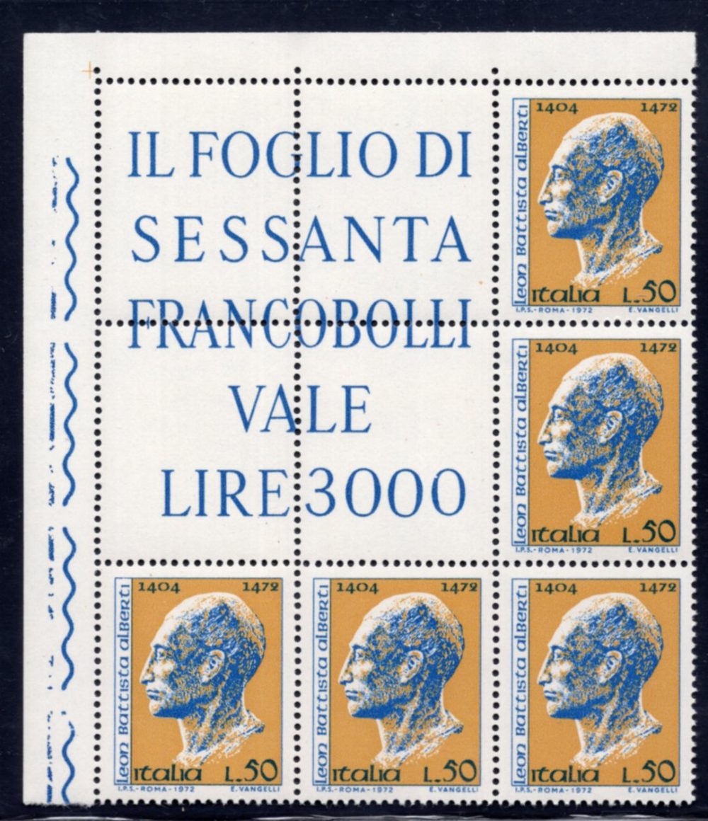 Alberti n. 1193 blocco angolare di cinque esemplari - MNH