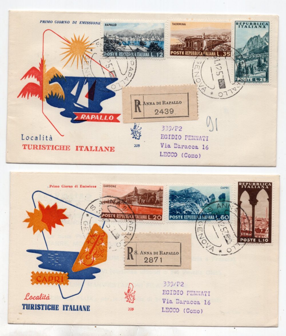 Trieste A 1954 Turistica su FDC Venetia viaggiata Racc.