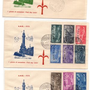Trieste A - Risorgimento n. 18/29 + Espresso su tre buste  FDC