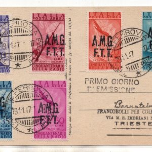 Trieste A - Posta Aerea Radio n. 7/12 su cartolina annullo FDC