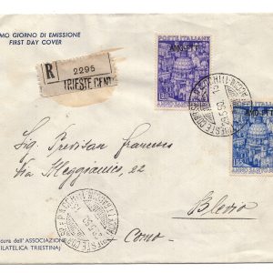 Trieste A - Anno Santo n. 73/74 serie su busta racc.