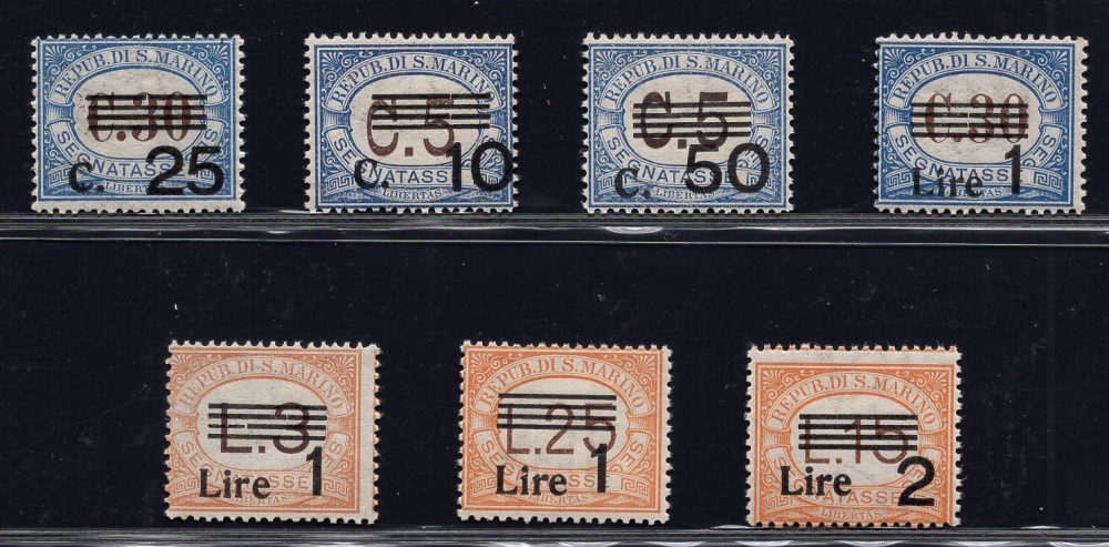Segnatasse n. 47/53 soprastampati 7 valori - MNH