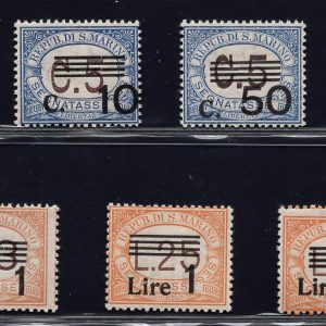 Segnatasse n. 47/53 soprastampati 7 valori - MNH