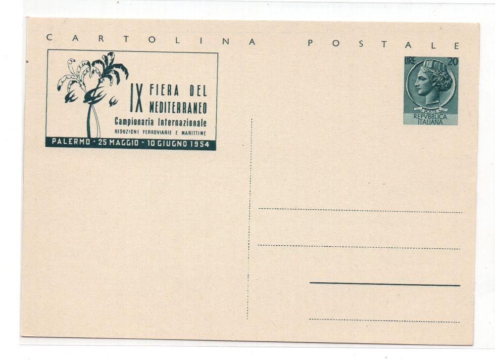 Cartolina Postale Lire 20 Fiera del Mediterraneo n. C 161 nuova