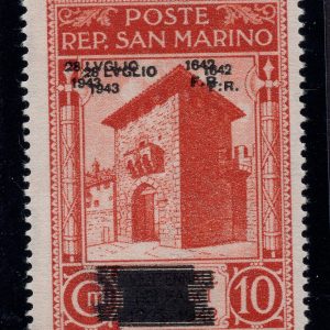 Caduta del Fascismo Cent. 10 n. 254a doppioa soprastampa MNH