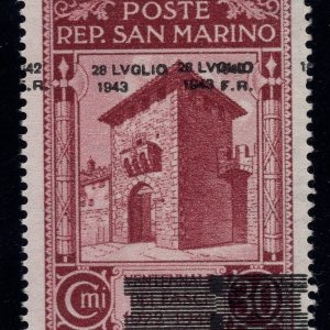 Caduta del Fascismo Cent. 30 n. 257a doppia soprastampa MNH