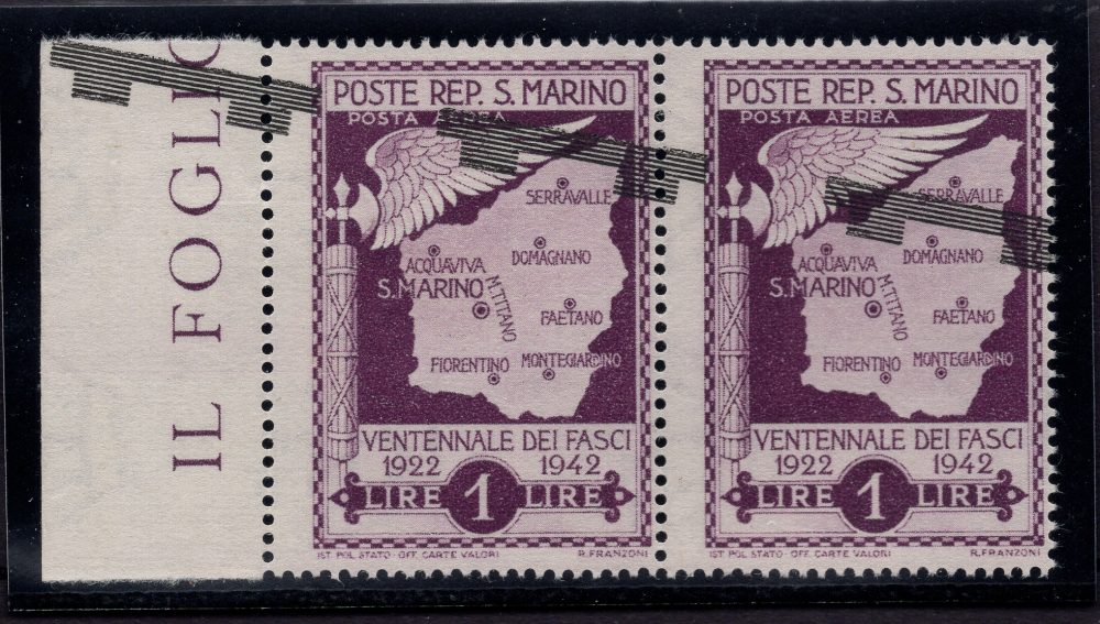 Caduta del Fascismo Lire 1 n. A37aad tripla soprastampa -  MNH
