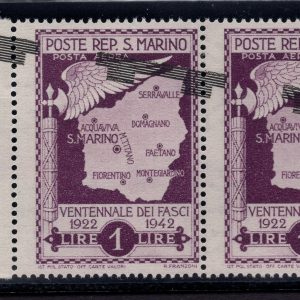 Caduta del Fascismo Lire 1 n. A37aad tripla soprastampa -  MNH