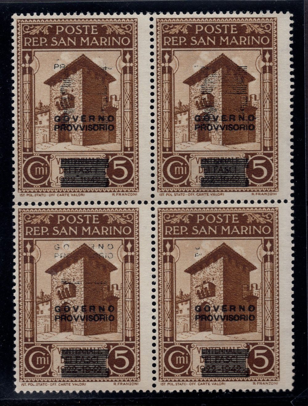 Governo Provvisorio Cent. 5 n. 266aa doppia soprastampa -  MNH