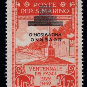 Governo Provvisorio Lire 1,75 n. 274a soprastampa capovolta - MNH
