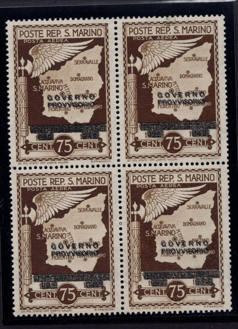 Governo Provvisorio Cent. 75 n. A44aa doppia soprastampa -  MNH