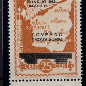 Governo Provvisorio Cent. 25 n. A42b doppia soprastampa diversa -  MNH