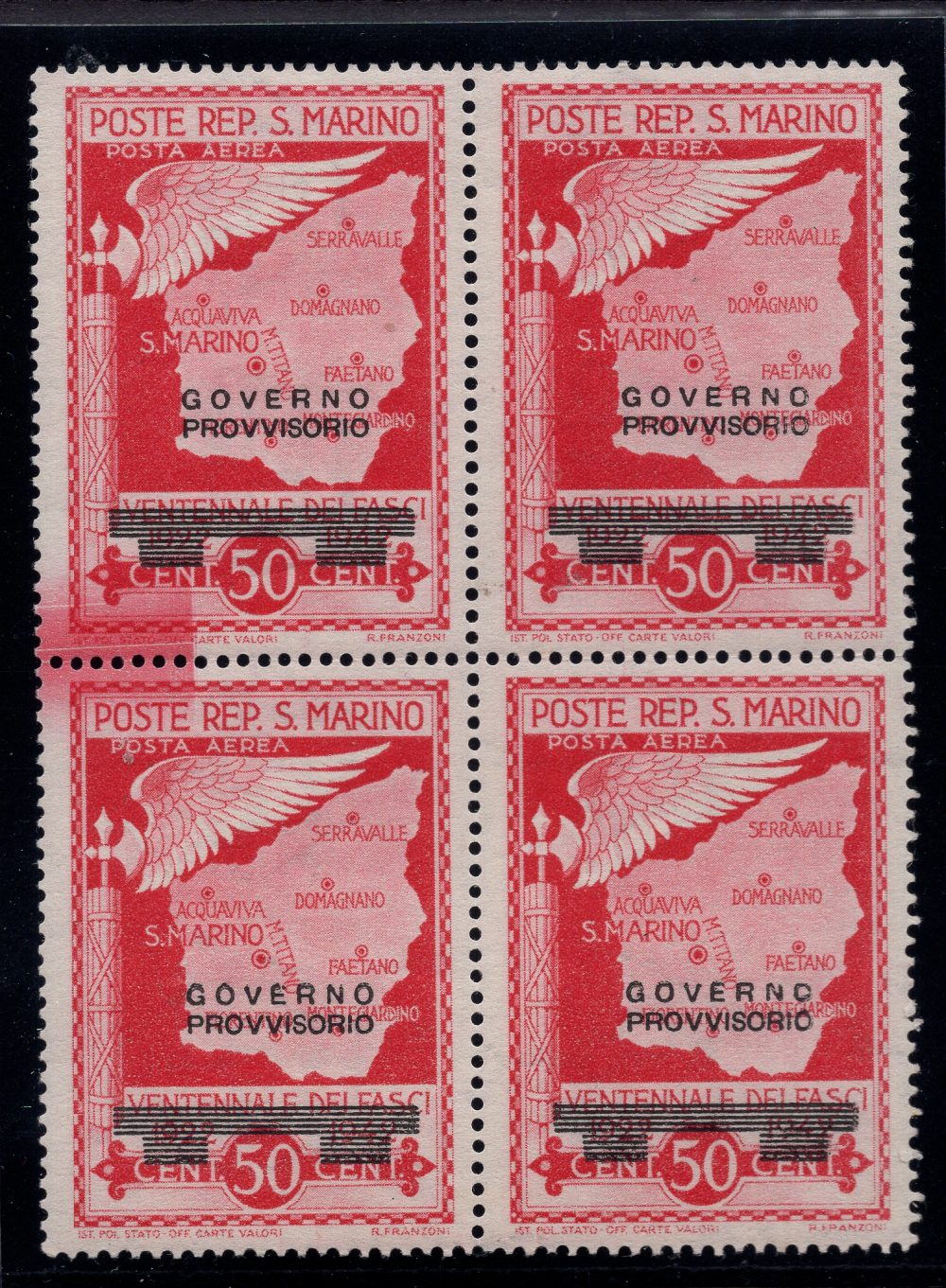 Governo Provvisorio Cent. 50 n. A43 taglio chirurgico -  MNH