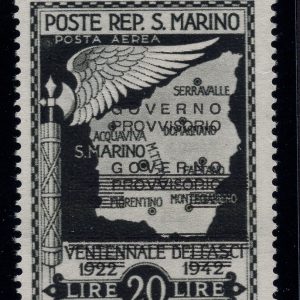 Governo Provvisorio Lire 20 n. A47 doppia soprastampa -  MNH