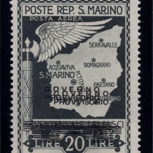 Governo Provvisorio Lire 20 n. A47aa doppia soprastampa - MNH