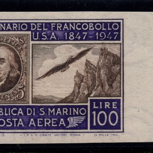 Centenario francobollo USA P. A. n. 75b Lire 100 non dentellato -  MNH