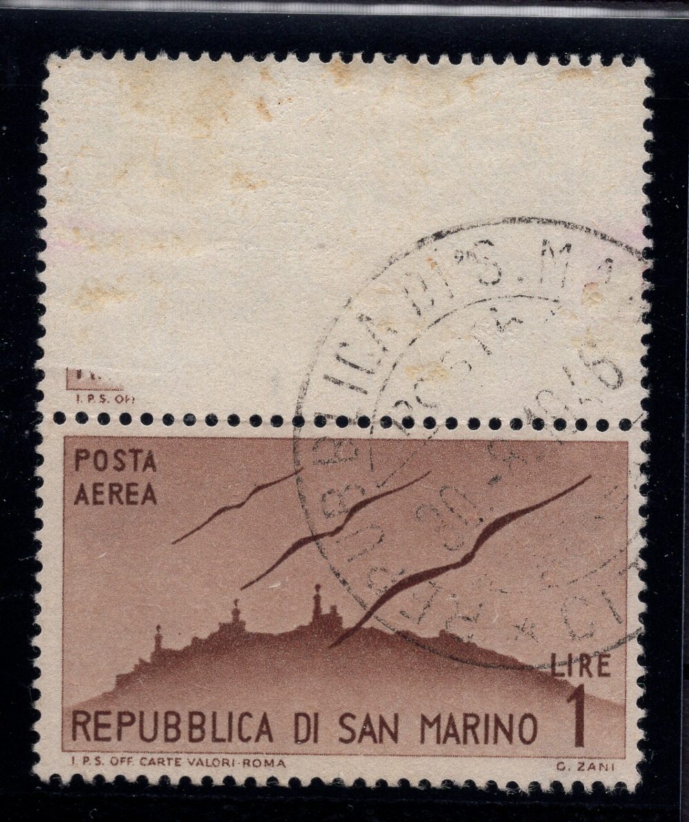 1946 Vedute P.A. Lire 1 stampa mancante in coppia con  normale