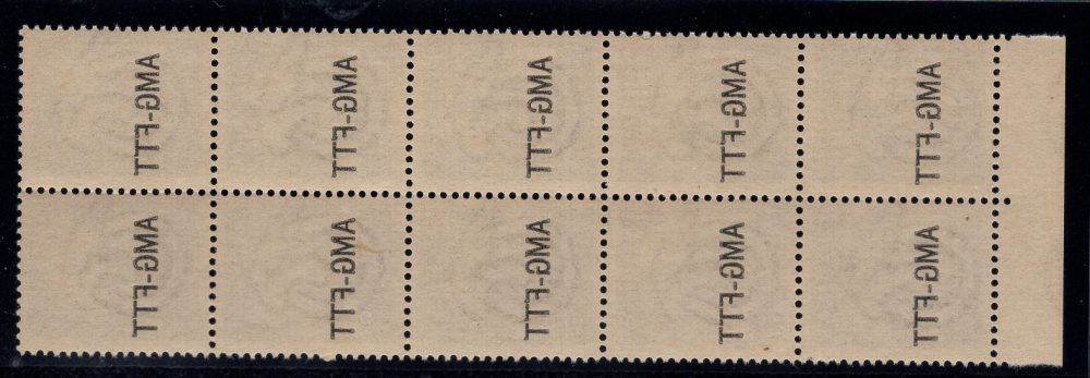 Trieste A - Democratica Lire 5 n. 59 blocco di 10 con decalco - MNH