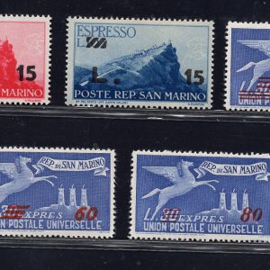 San Marino - Espressi serie soprastampati n. 16/20 MNH