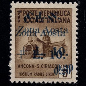 C.L.N. Aosta - Varietà doppia soprastampa n. 6b