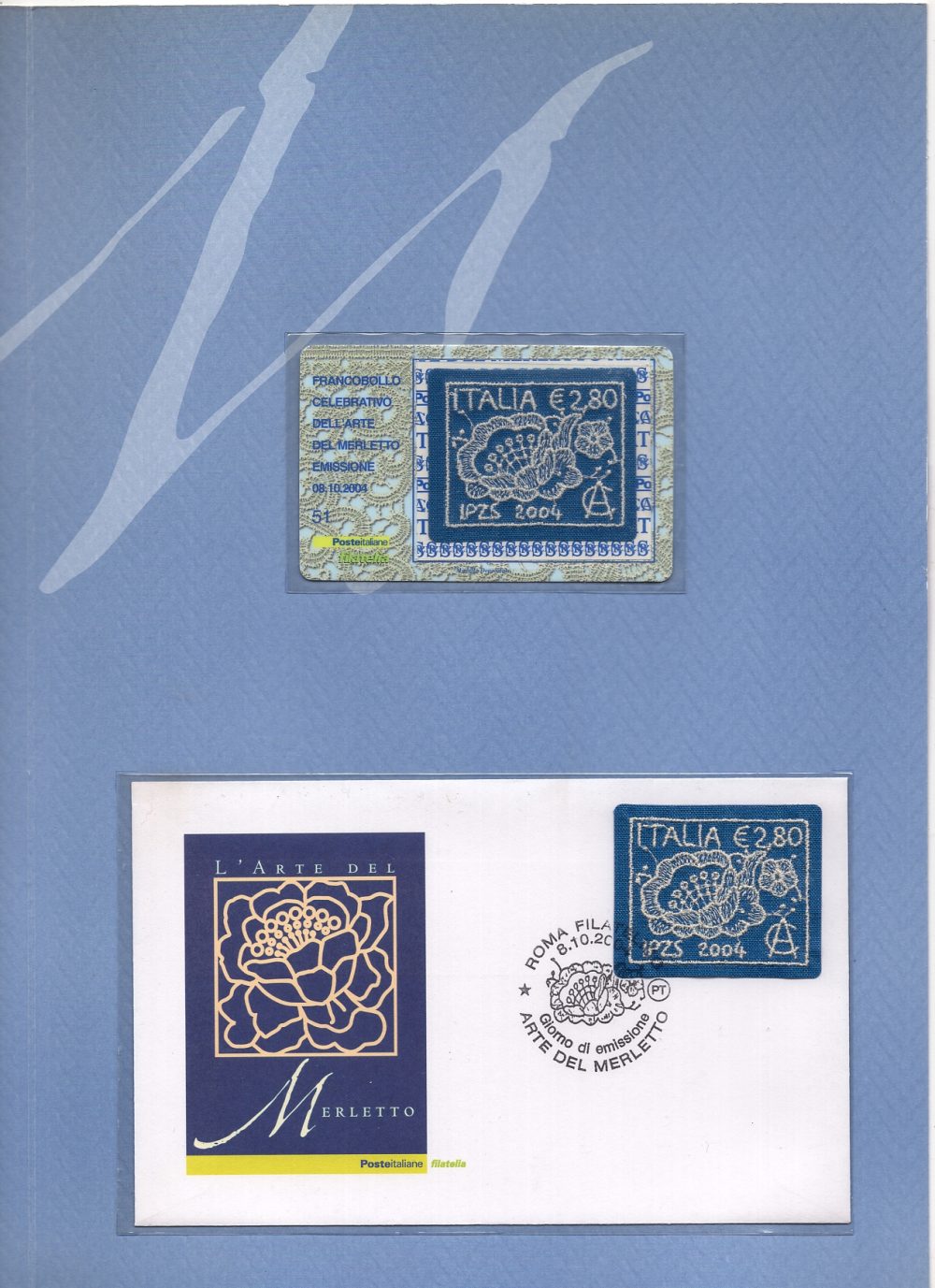 2004 Folder francobollo merletto